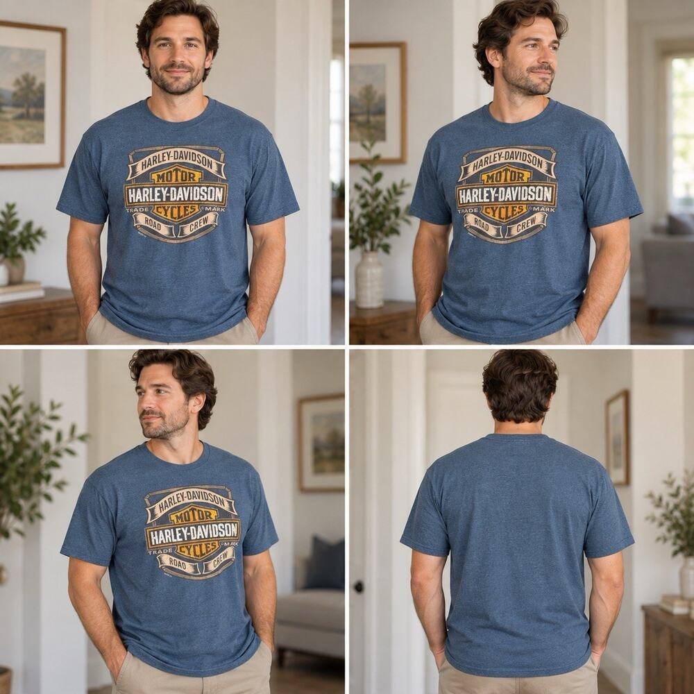 Harley-Davidson Road Crew Men’s XL Blue Logo Graphic T-Shirt 2015
